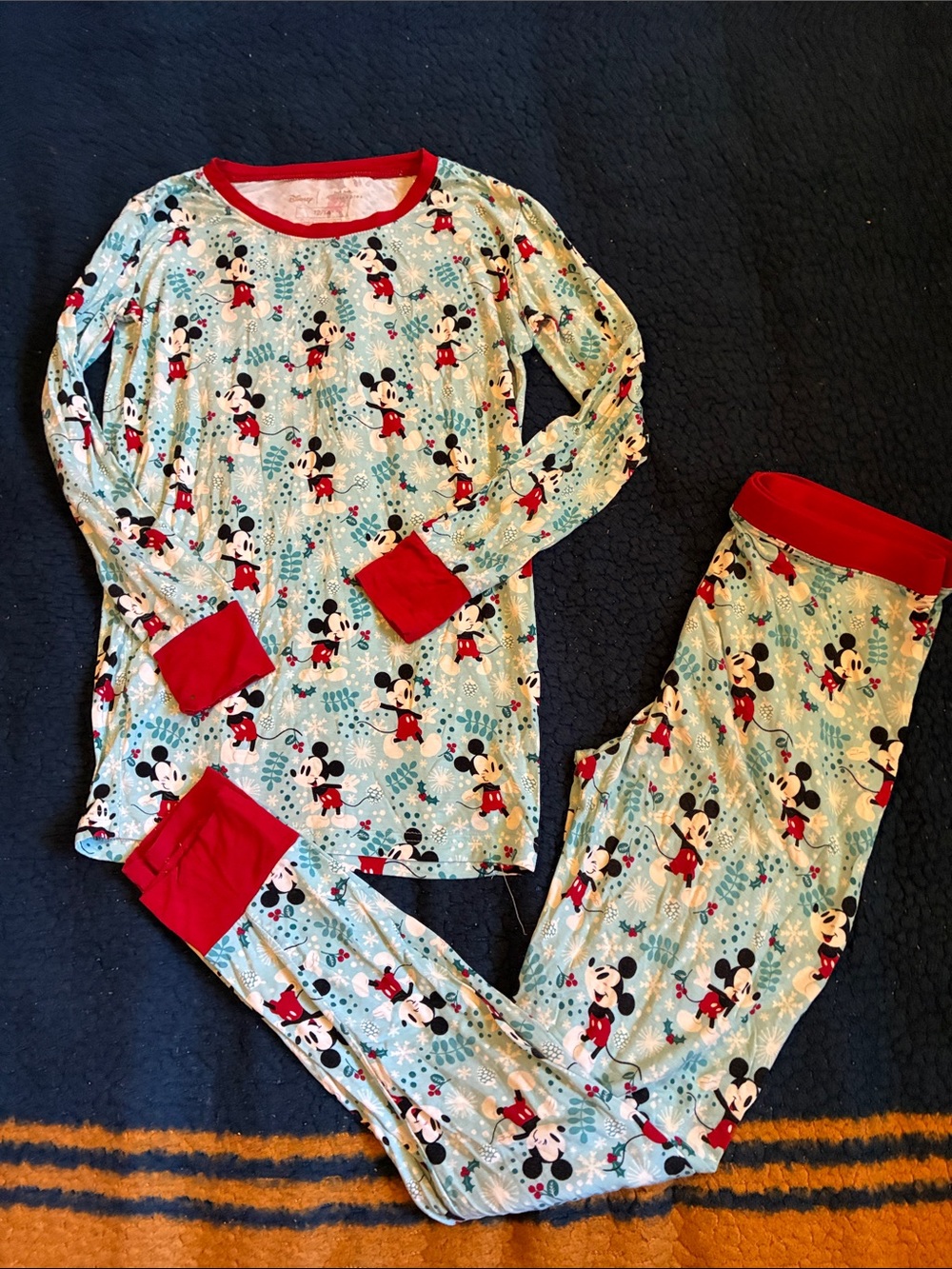 Little Sleepies Light Blue and Red Mickey Mouse Pajama Set